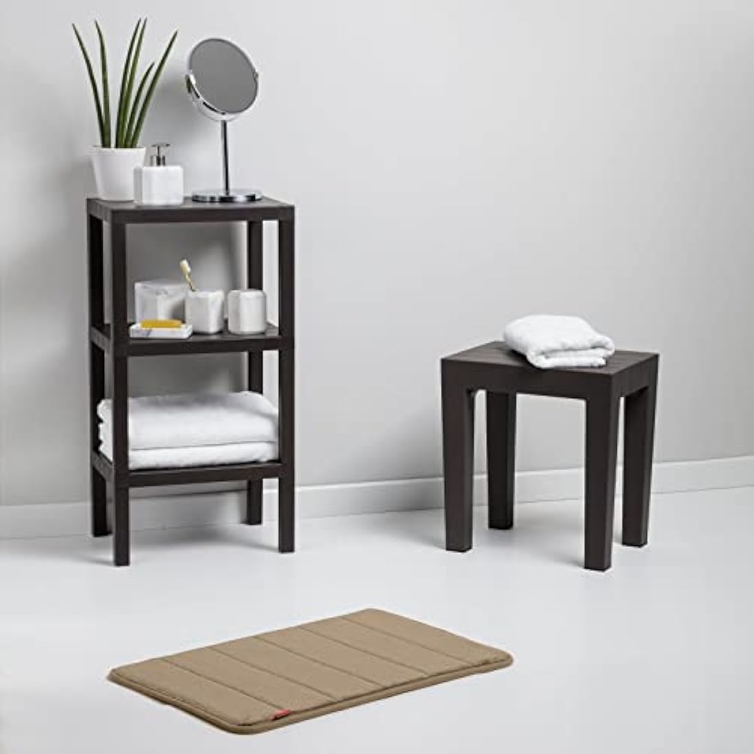 Tatay Lombok Rectangular Bench - Gray Polypropylene Outdoor Stool
