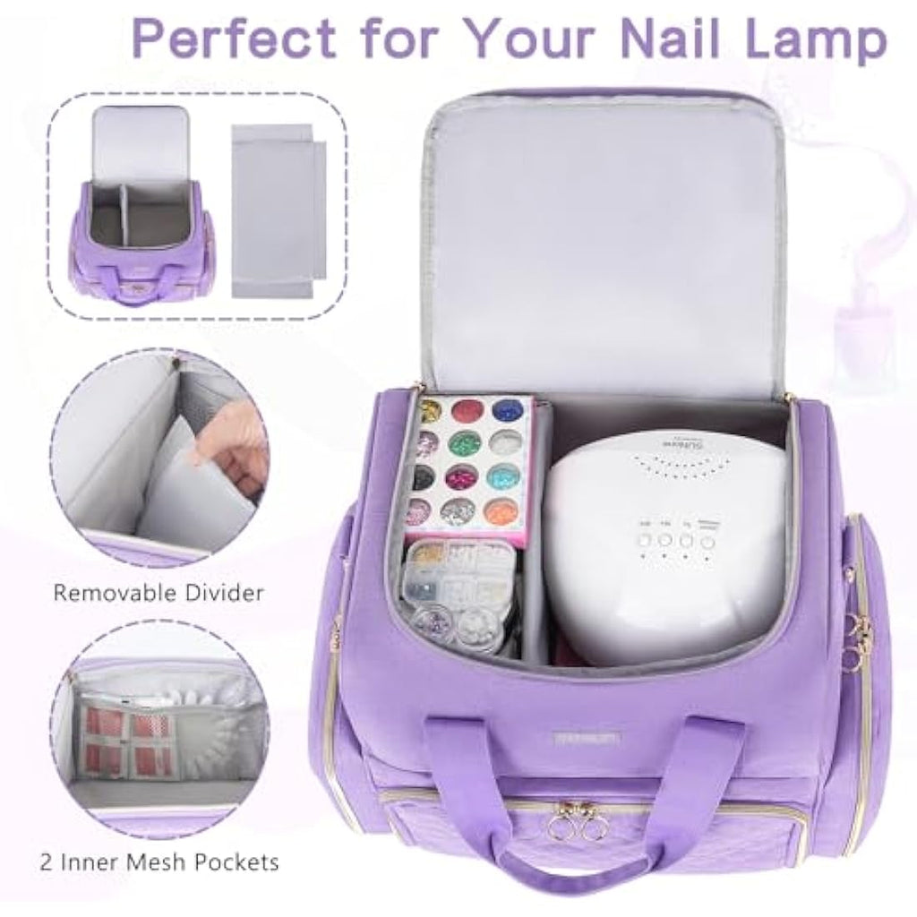 Jolof Store Purple Nail Polish Case – Double Layer 80 Bottle Organizer Bag