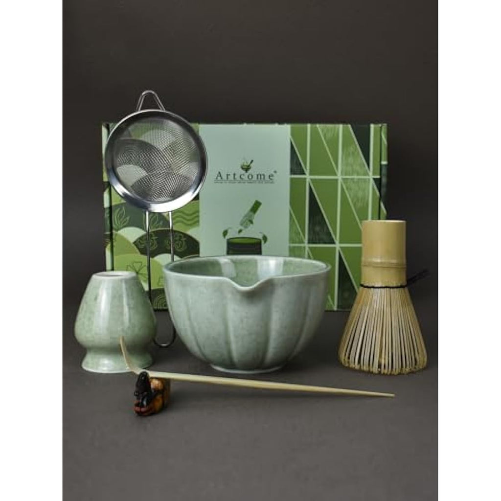 Artcome 6-Piece Japanese Matcha Tea Set with Spout Bowl and Whisk