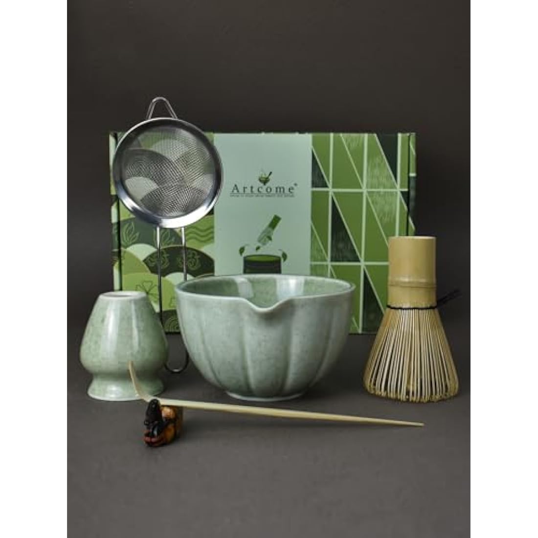 Artcome 6-Piece Japanese Matcha Tea Set with Spout Bowl and Whisk