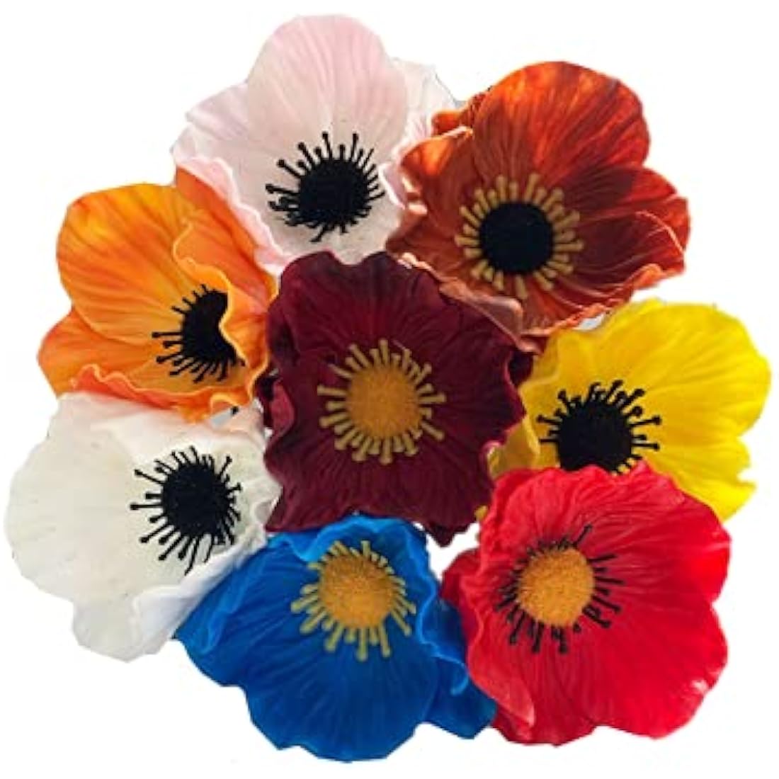 10 Stem Artificial Poppy Flowers | UV Resistant PU Wildflowers