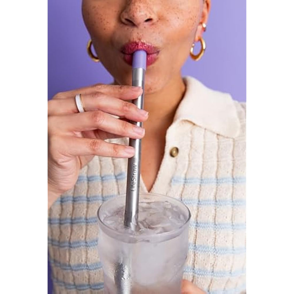 LifeStraw Sip – Stainless Steel Water Filter Straw with Case, Thistle