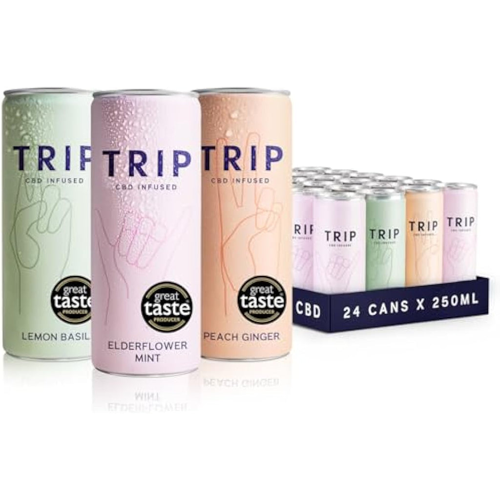 TRIP CBD Sparkling Mixed Pack – Low Calorie Vegan Drinks (24 x 250ml)