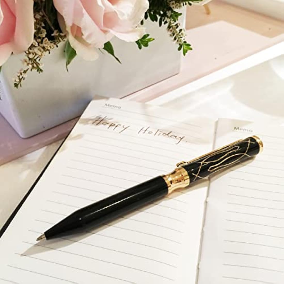 LACHIEVA LUX Crystal Executive Metal Ballpoint Pen - Black Gift Set