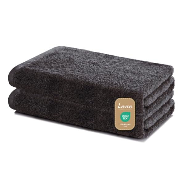 Lavea 100% Cotton Bath Towels Set of 2 – Soft & Absorbent Anthracite