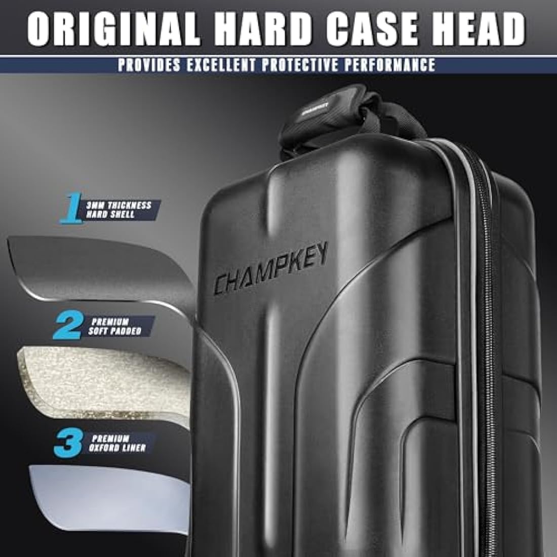 CHAMPKEY Golf Travel Bag with Wheels | Hard Case Top | 1680D Oxford Fabric
