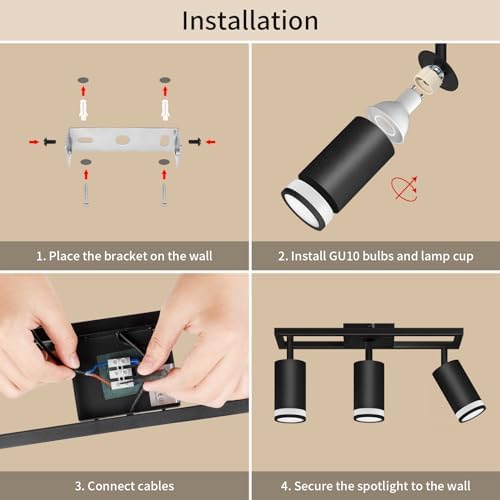 Dehobo 3-Way GU10 Ceiling Spotlight Bar | Black Industrial Swivel Light