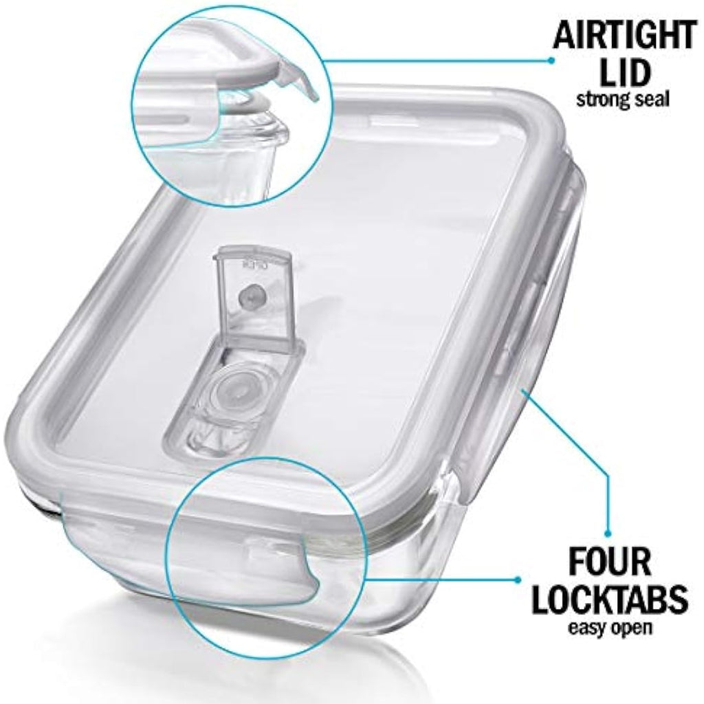 Igluu Glass Meal Prep Containers - 5 Pack 840ml Oven Safe Borosilicate