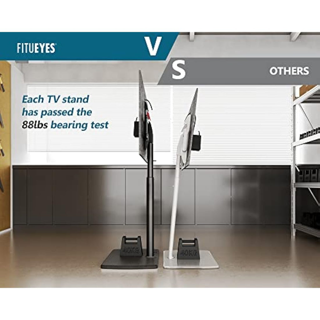 FITUEYES Swivel Floor TV Stand with Wood Base for 32-70 Inch TVs