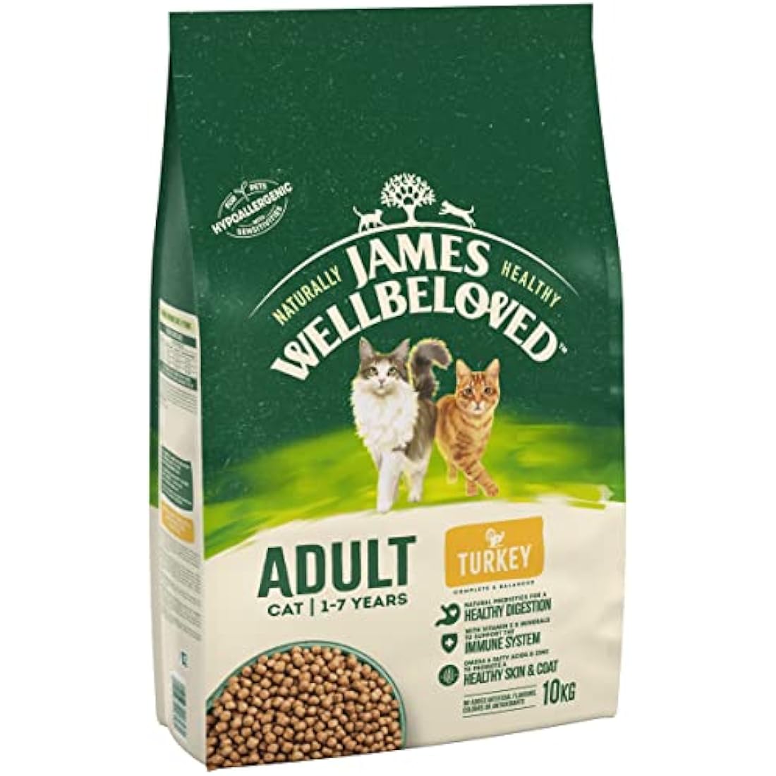 James Wellbeloved Adult Turkey Hypoallergenic Dry Cat Food - 10kg Bag