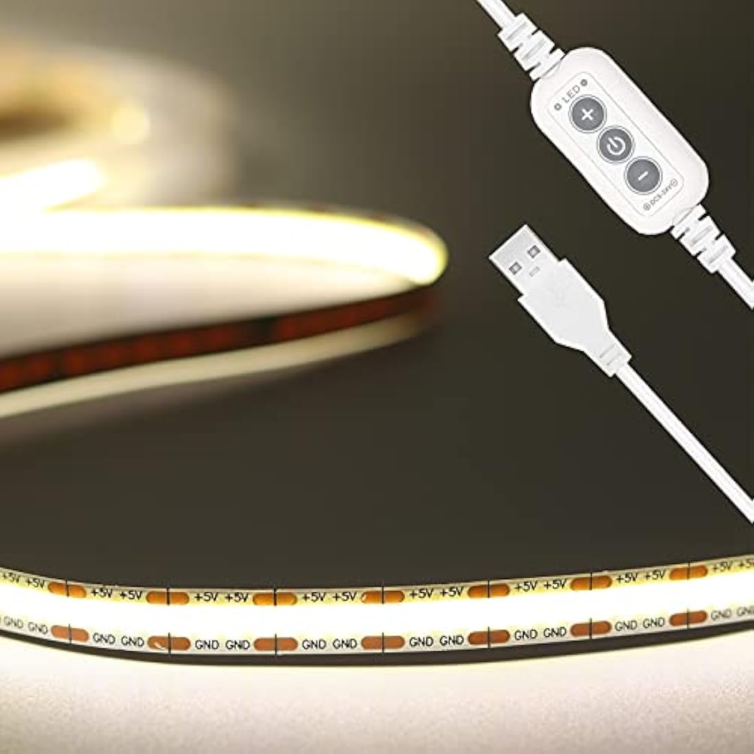 PAUTIX USB COB LED Strip | 4000K Natural White 2M Dimmable Tape Light