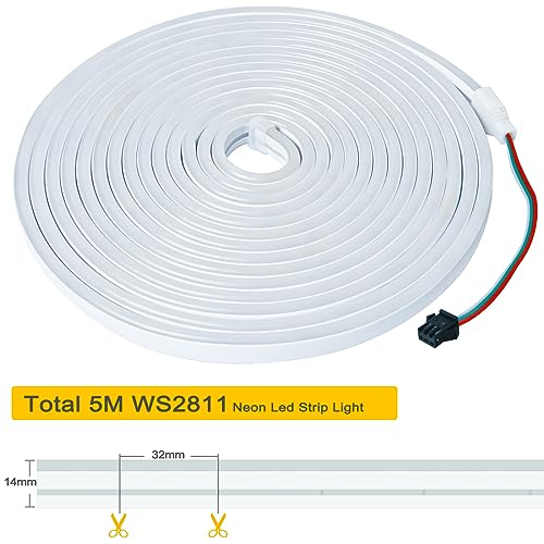 Tesfish 12V WS2811 Neon LED Strip – 5M RGB Addressable IP67 Smart Light