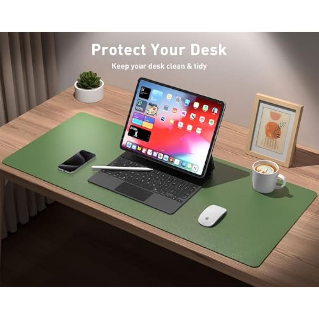 Aothia Leather Desk Pad – Non-Slip Waterproof Laptop Mat, Olive Green