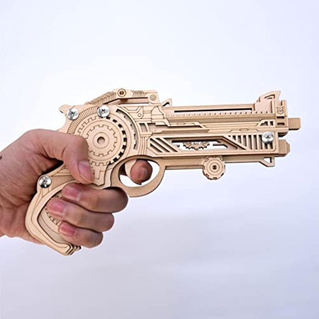 Wooden Rubber Band Gun DIY 3D Mechanical Model Puzzle Kit