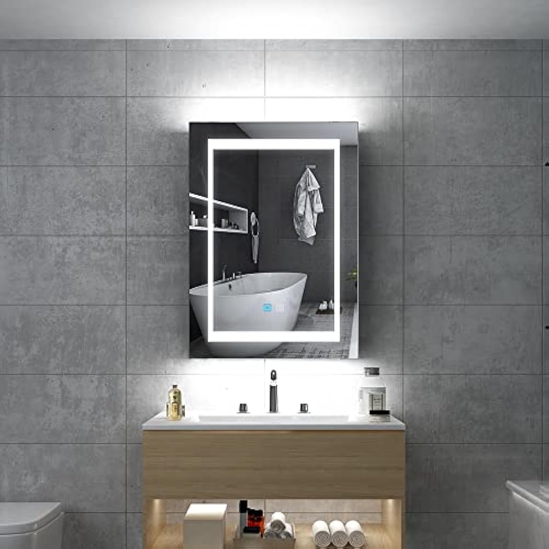 Tokvon LED Bathroom Mirror Cabinet | Anti-Fog with Shaver Socket | 500x700mm