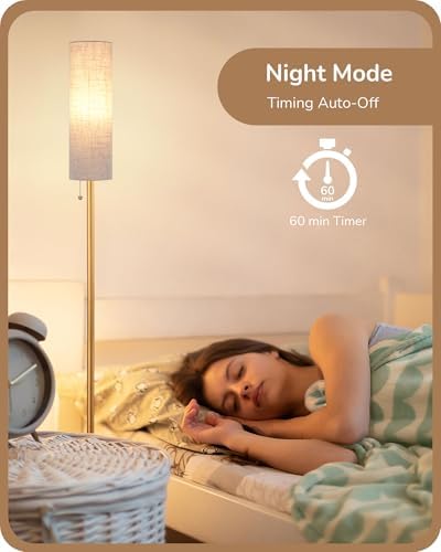 EDISHINE LED Floor Lamp – Dimmable Standing Lamp with Remote Control, Gold