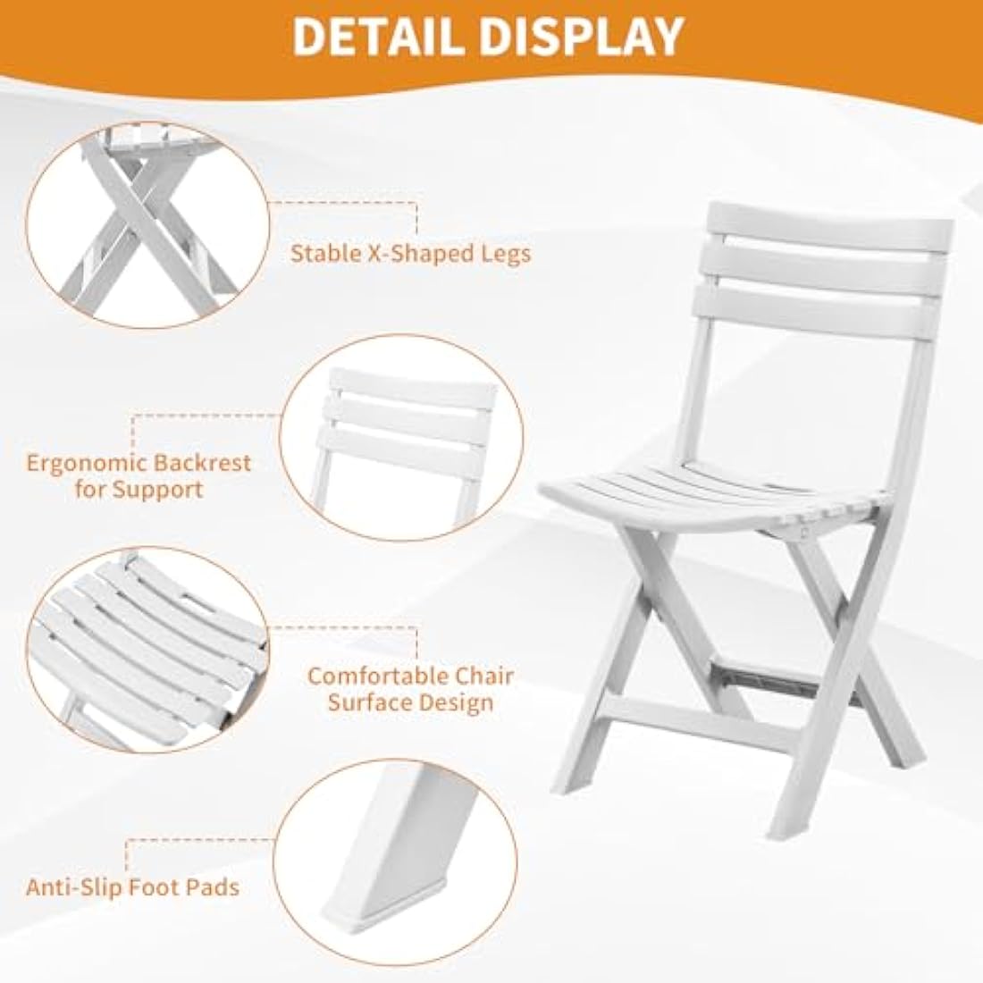 TAO ONE 3-Piece Plastic Folding Bistro Set – Portable Patio Table & Chairs