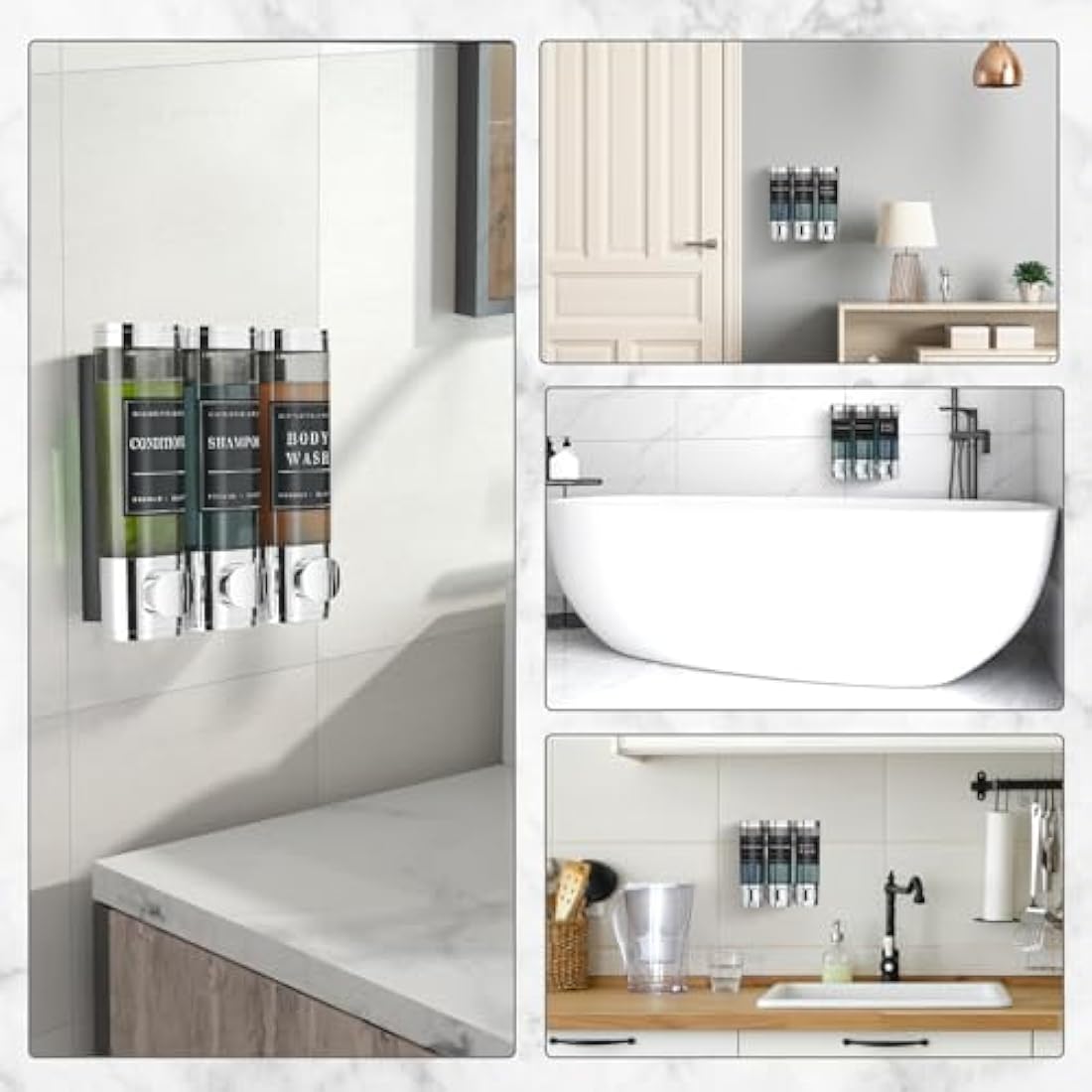 Jolof Store 3 Chamber Shower Shampoo Dispenser – Wall Mounted Chrome