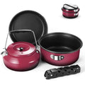 Odoland 5pcs Camping Cookware Mess Kit | Non-Stick Aluminum Pot Pan Set