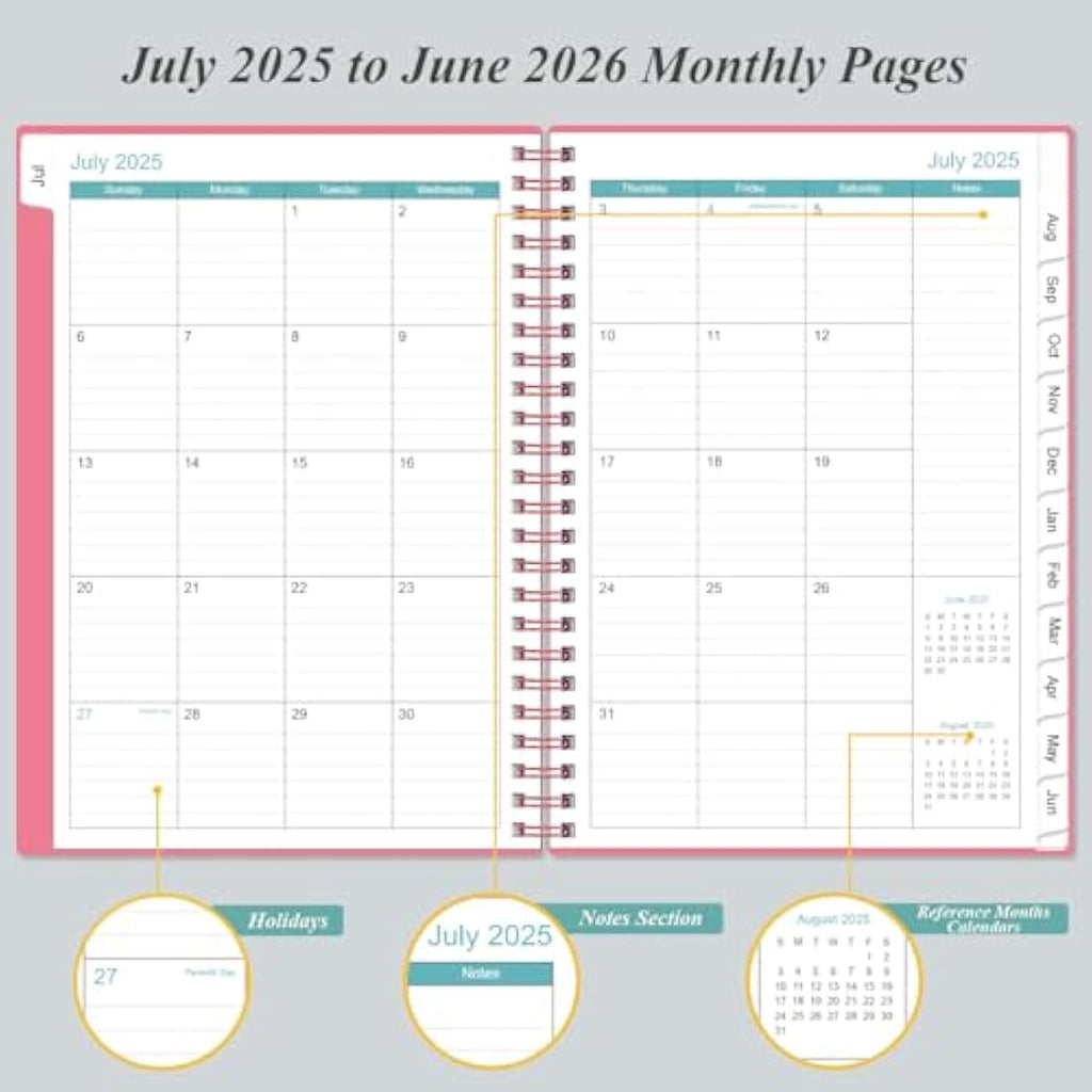 Jolof Store 2024-2025 Hourly Appointment Book - A5 Weekly Planner, Pink