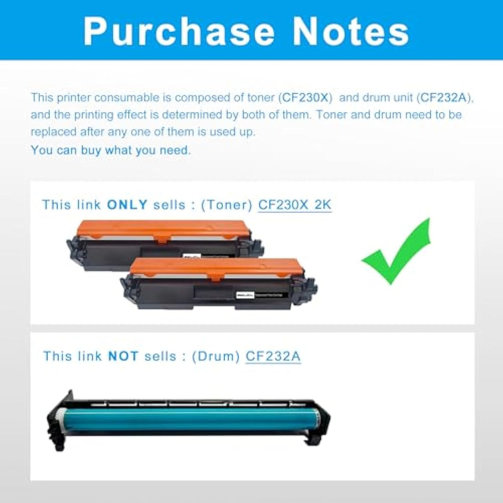 LCL Compatible 30X CF230X Black Toner Cartridge for HP LaserJet Pro | 2-Pack