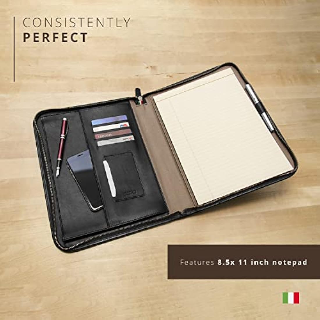 Maruse Italian Leather Portfolio – Zip-Around Laptop & iPad Folio