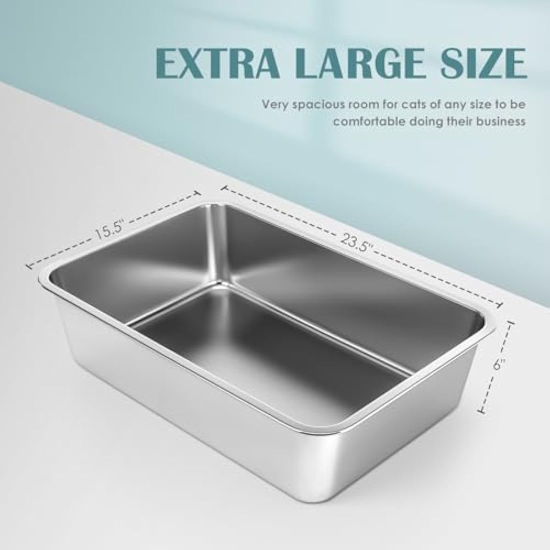Stainless Steel Cat Litter Box – Large Odorless Metal Tray