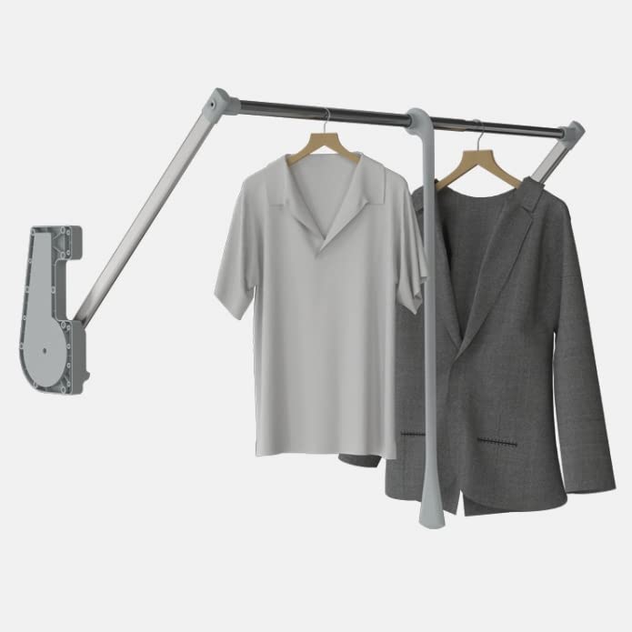 Decoranddecor Pull Down Wardrobe Rail | 750-1150mm Soft Close - 15kg