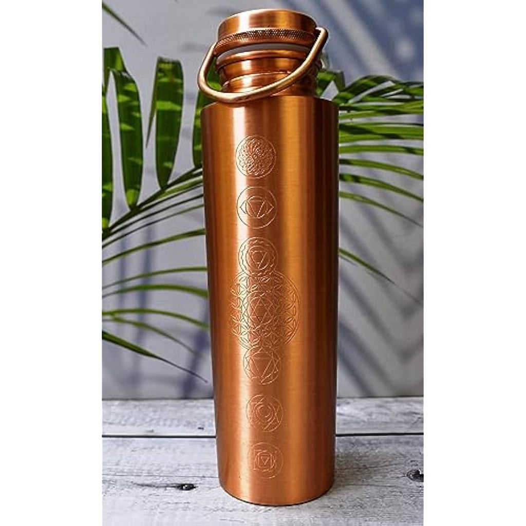 Jolof Store 7 Chakra Pure Copper Water Bottle - 1000ml Matte Finish