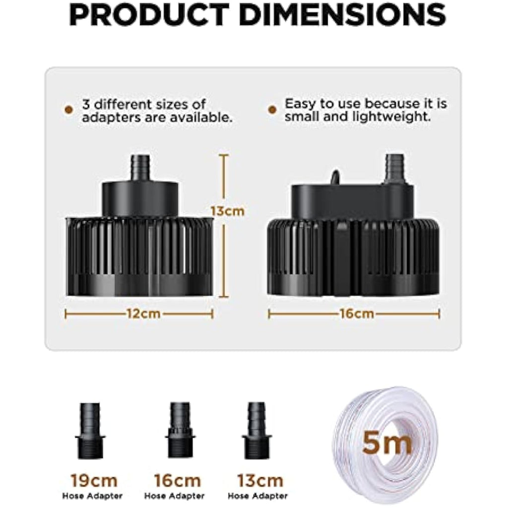 Lnicez Submersible Water Pump - 3000L/H 75W with 5m Hose for Pools & Ponds