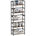 Vovala 5-Tier Industrial Bookshelf – Bamboo & Wood Standing Display Shelf