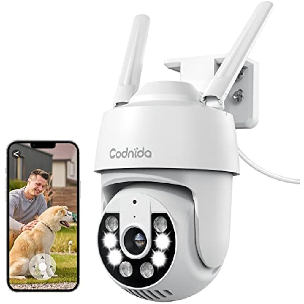Codnida 2K Outdoor Security Camera – 360° PTZ WiFi CCTV with Human Detection