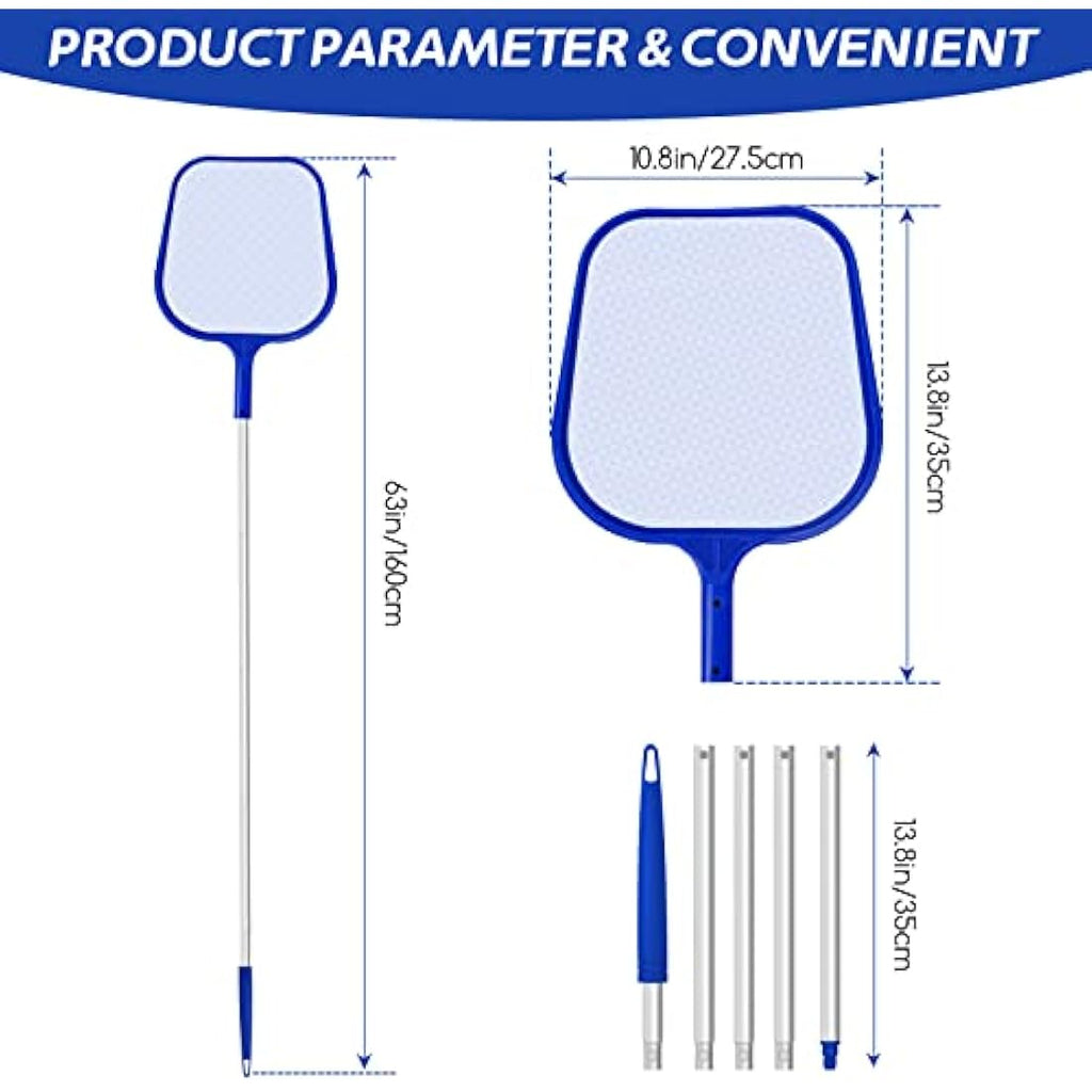 Jsdoin Pool Skimmer Net – 48 Inch Adjustable Pole Fine Mesh Leaf Net