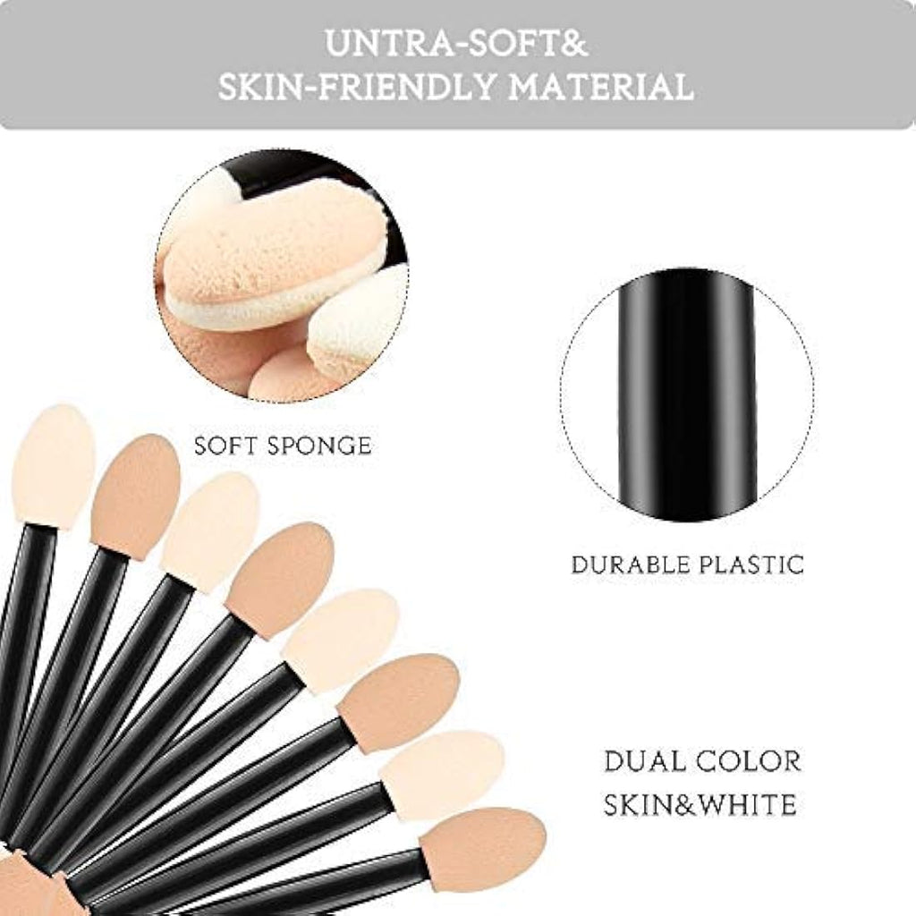 50pcs Disposable Eyeshadow Applicators | Dual-Sided Sponge Brushes