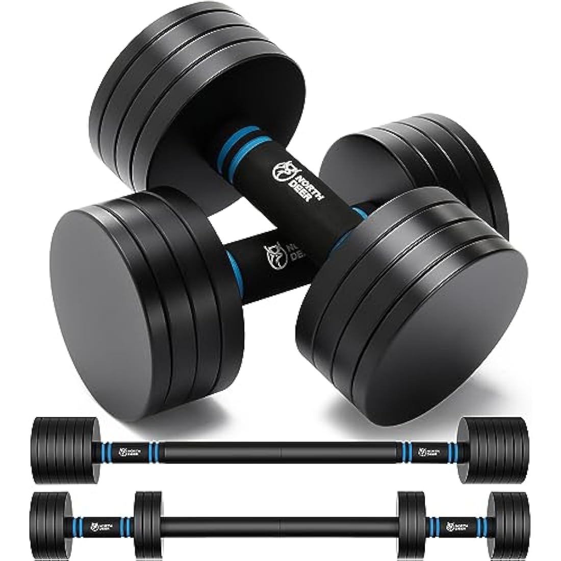 Northdeer 10kg Adjustable Dumbbell & Barbell Set | Compact Steel Weights