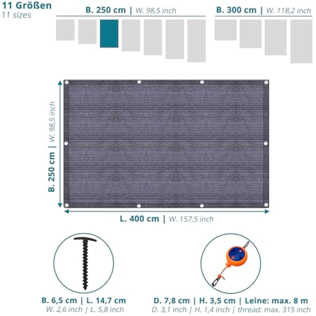 Valuents Awning Carpet – Blue/Grey HDPE Camping Rug with T-Pegs & Bag