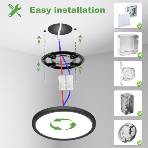 Zemty 4-Pack 15W LED Ceiling Light | IP44 Waterproof Flush Mount - Black