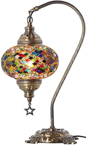 Demmex Turkish Moroccan Mosaic Table Lamp | Handmade Glass Boho Light