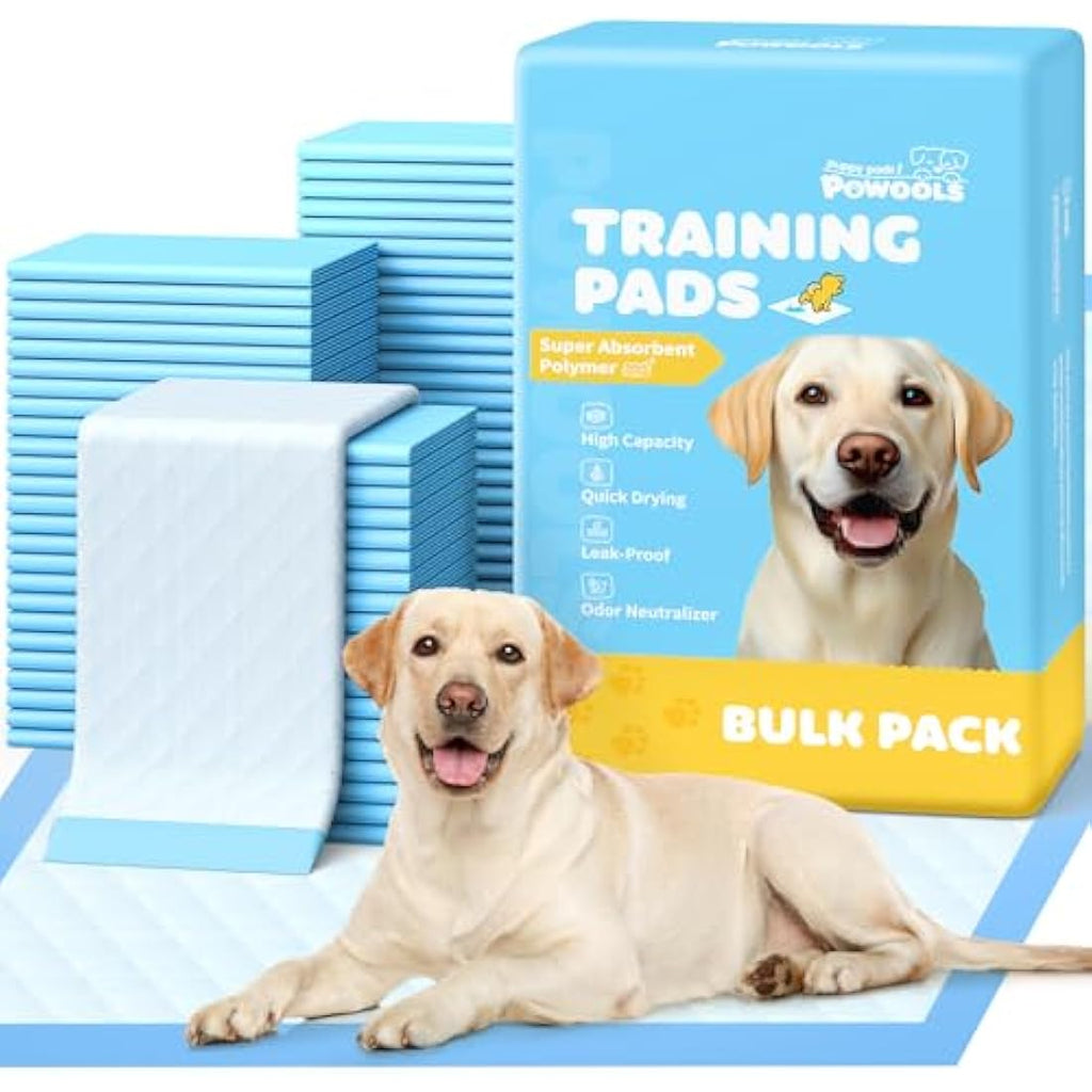 Powools Extra Large Puppy Pads | 100 Pack Leak-Proof Pee Pads (86x70cm)