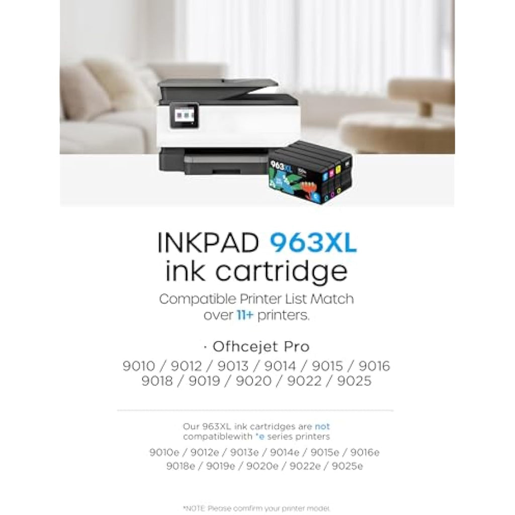 iNKPAD 963XL Ink Cartridges Multipack for HP OfficeJet Pro 9010 9020 (4-Pack)