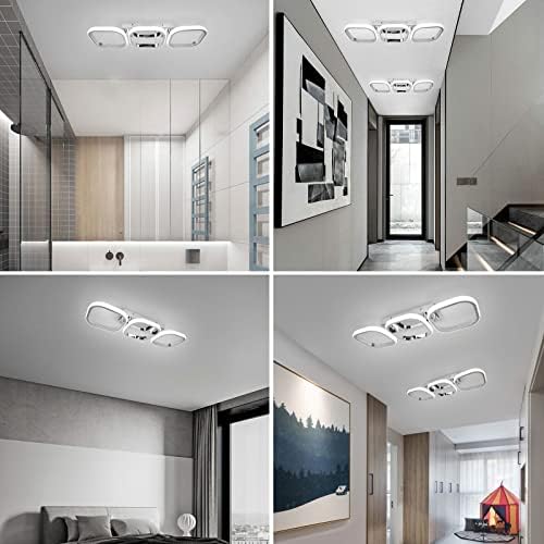 EIDISUNY Modern LED Ceiling Light | 3-Square Flush Mount Chrome Lamp – 33W