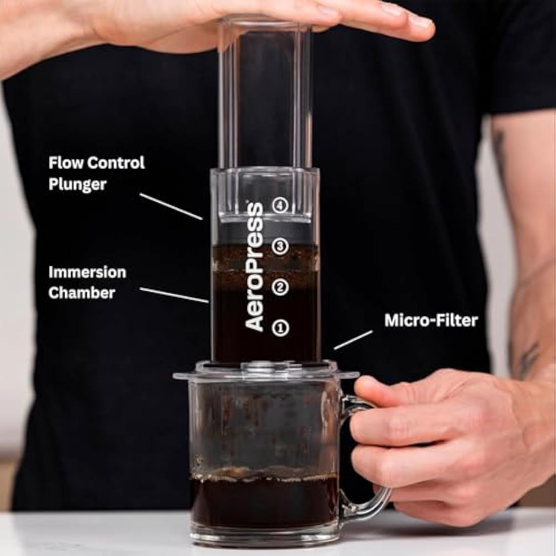 AeroPress Clear Coffee Press – Shatterproof 3-in-1 Portable Brewer