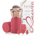 Luvia 14-Piece Vegan Makeup Brush Set with Travel Case – Coral