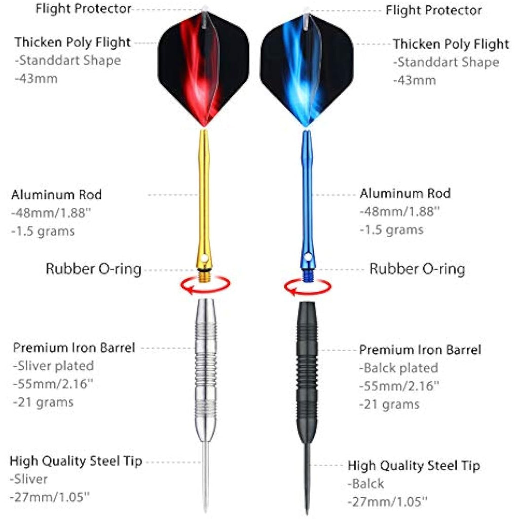 Centaur 12 Pack Steel Tip Darts - 22g Professional Metal Dart Set