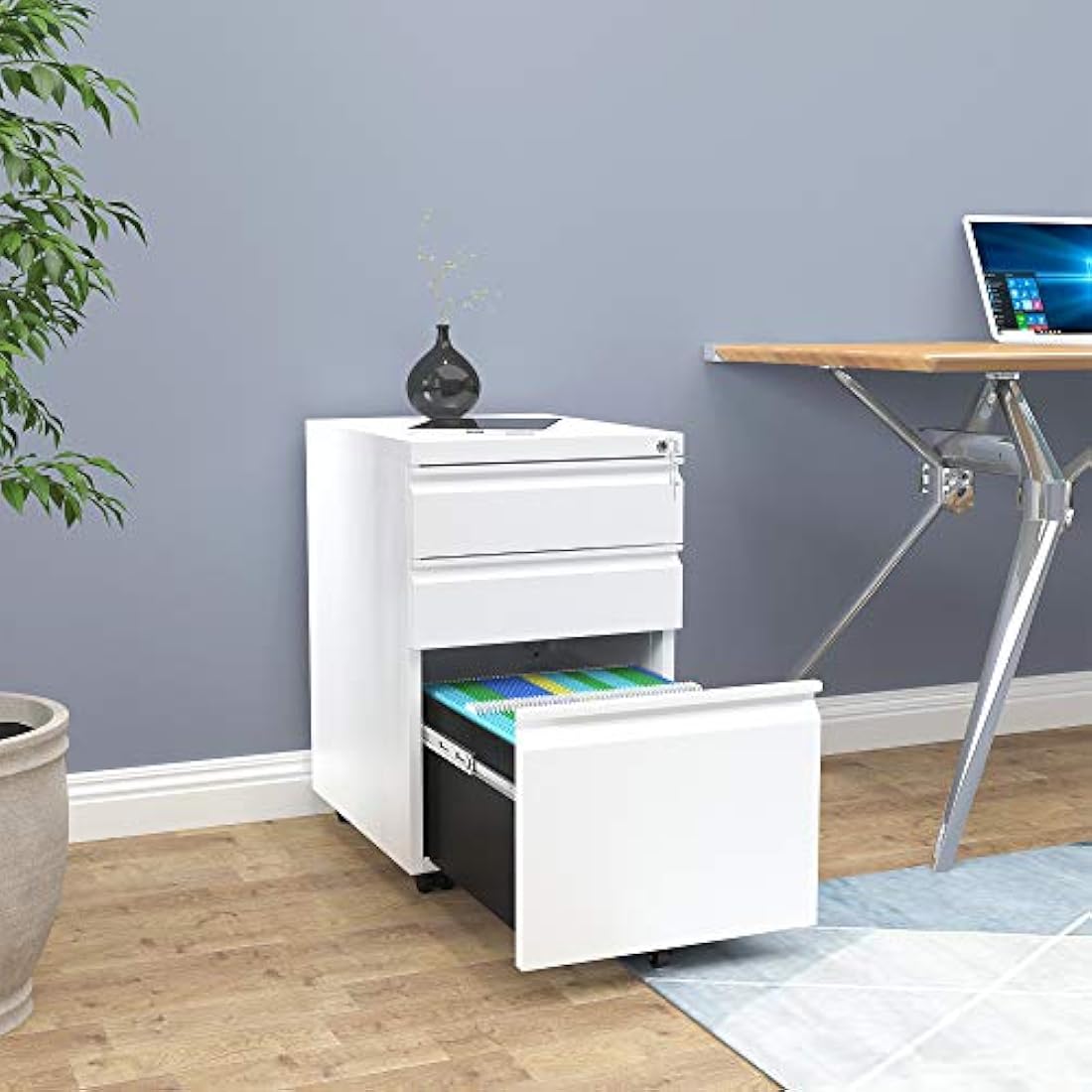 YITAHOME 3-Drawer Mobile File Cabinet | Lockable Steel Under Desk Storage