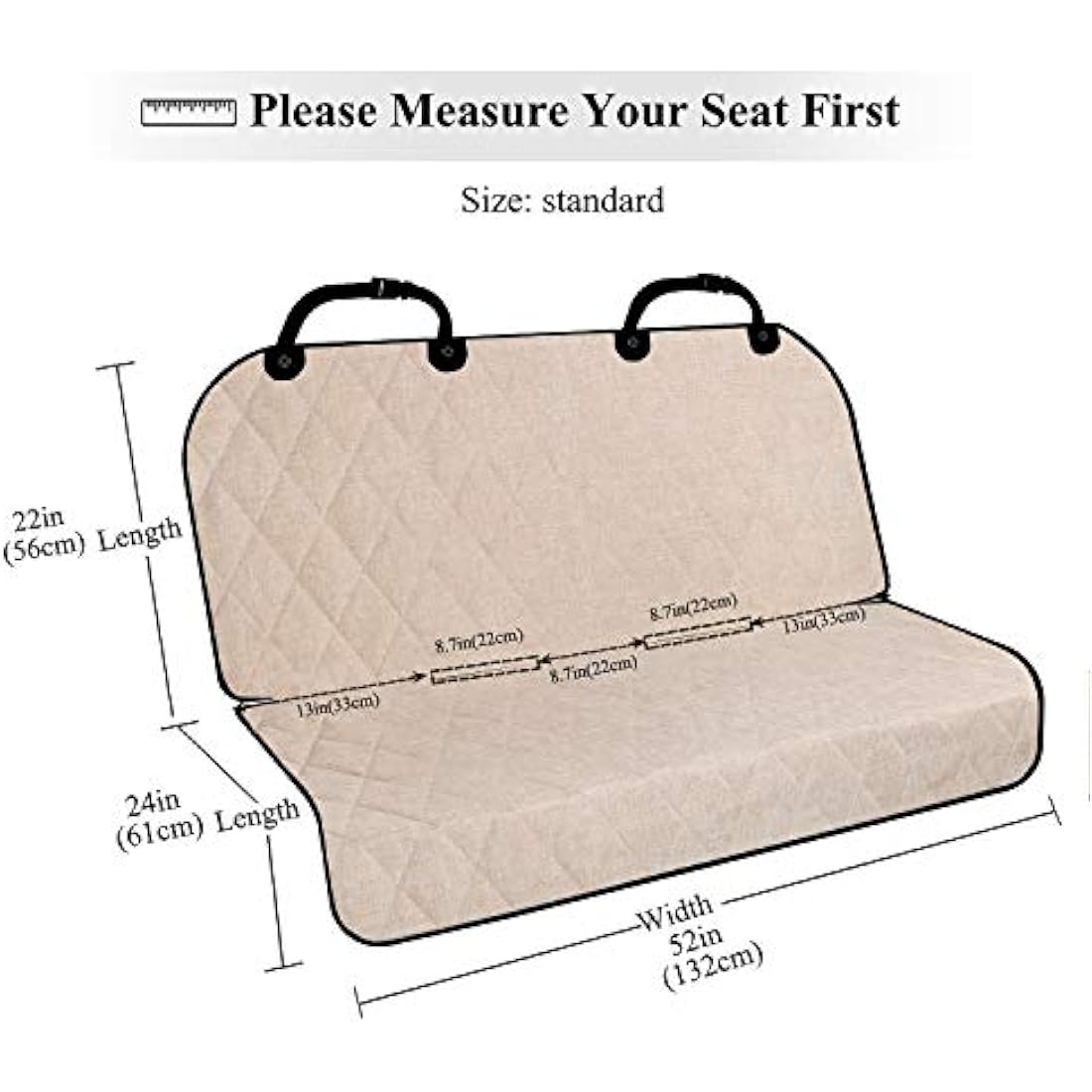 Vivaglory Dog Backseat Cover | Anti-Slip Waterproof Bench Protector, Khaki