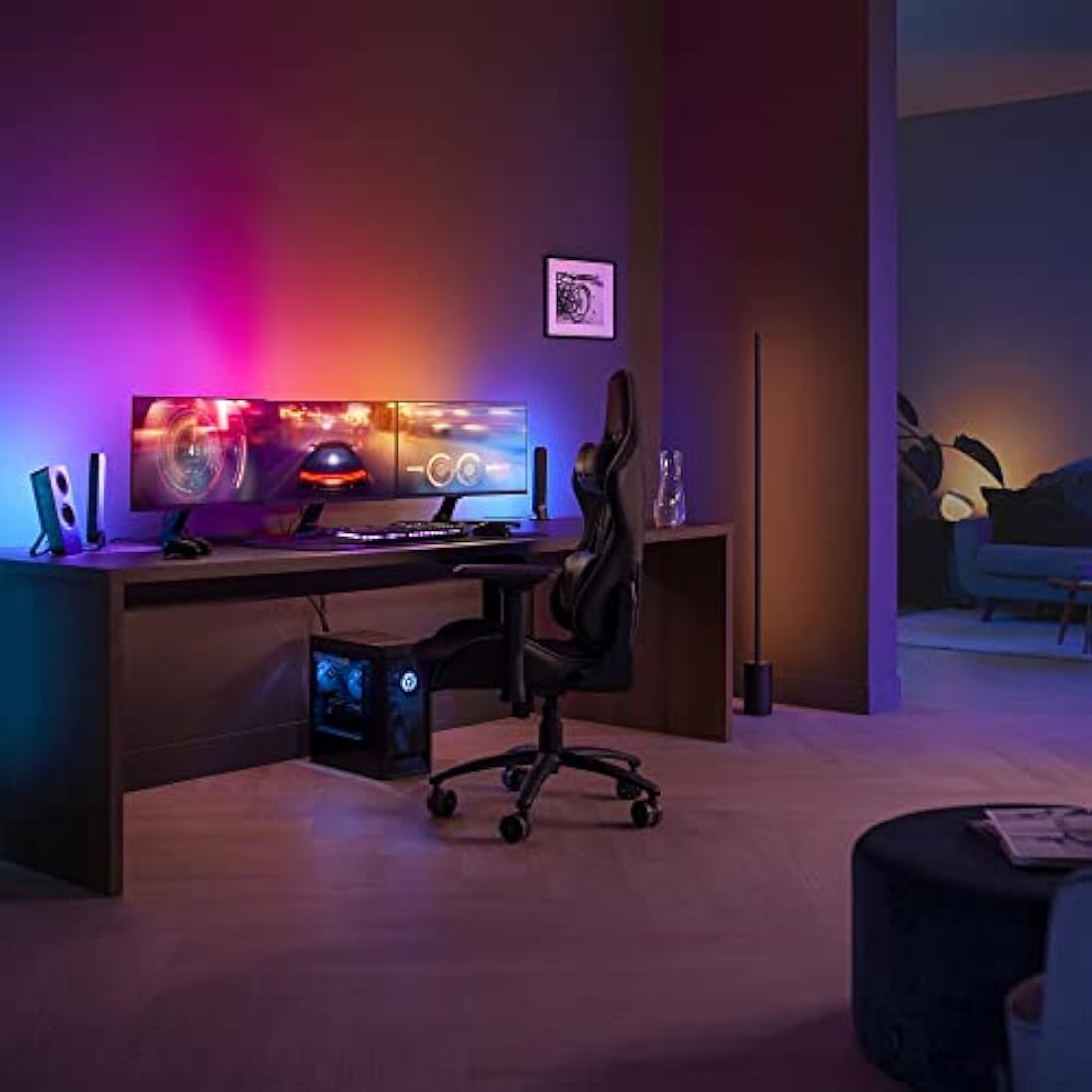Philips Hue Play Gradient PC Lightstrip | Triple 24-27" Monitor Setup