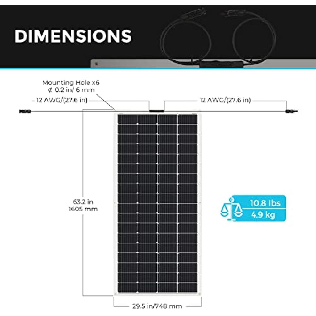 Renogy 200W Flexible Solar Panel – 12V Monocrystalline for RV & Marine