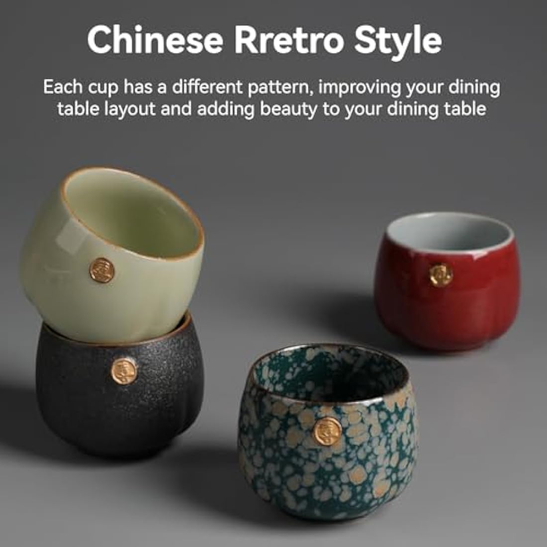 Jolof Store 4-Piece Ceramic Kung Fu Tea Cup Set – Retro Sake Mugs