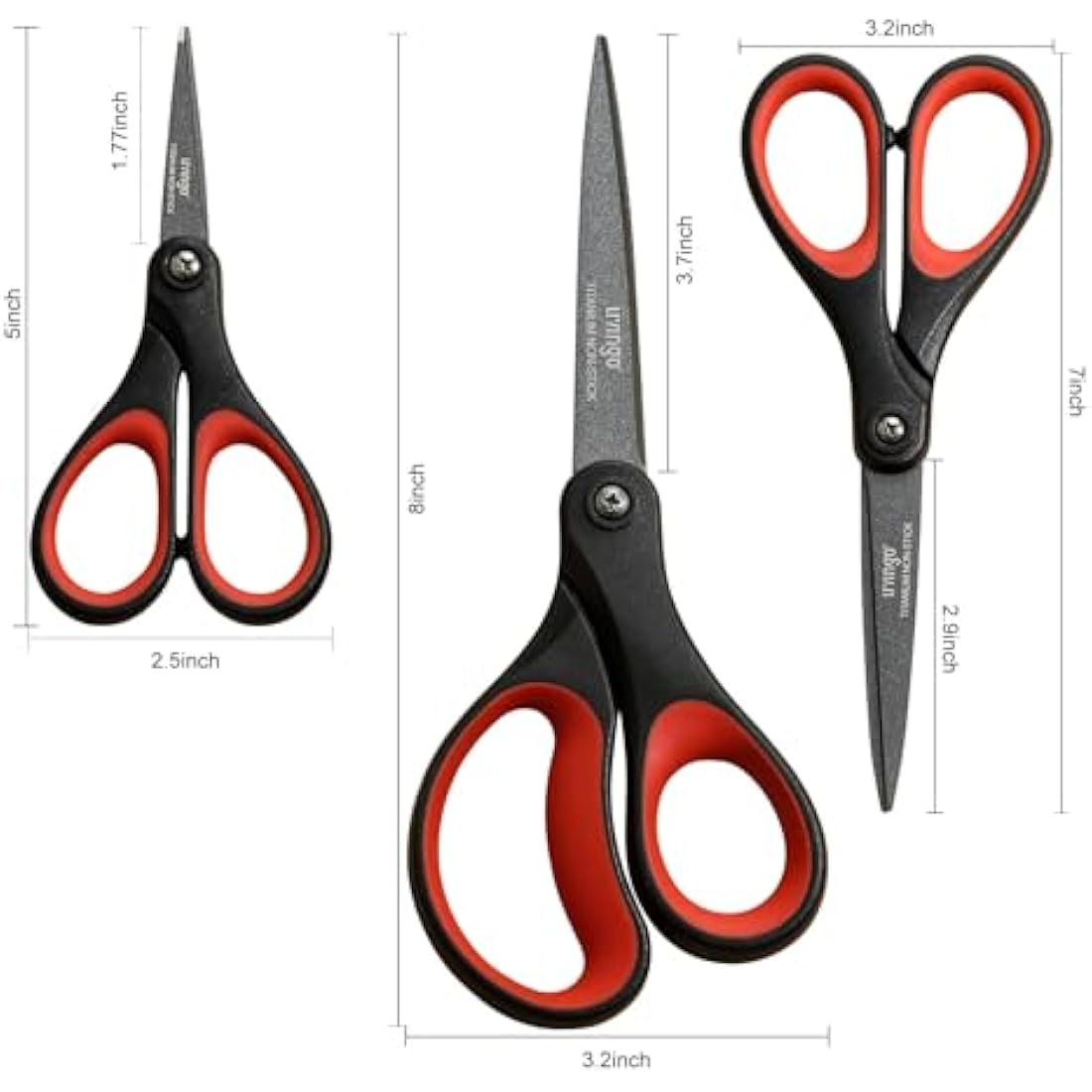 LIVINGO Titanium Scissors Set | 3-Piece Heavy Duty Non-Stick Shears